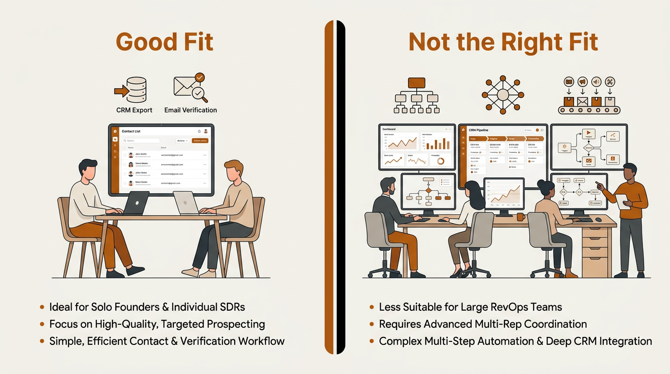 Side-by-side comparison of small vs large prospecting teams for UpLead review