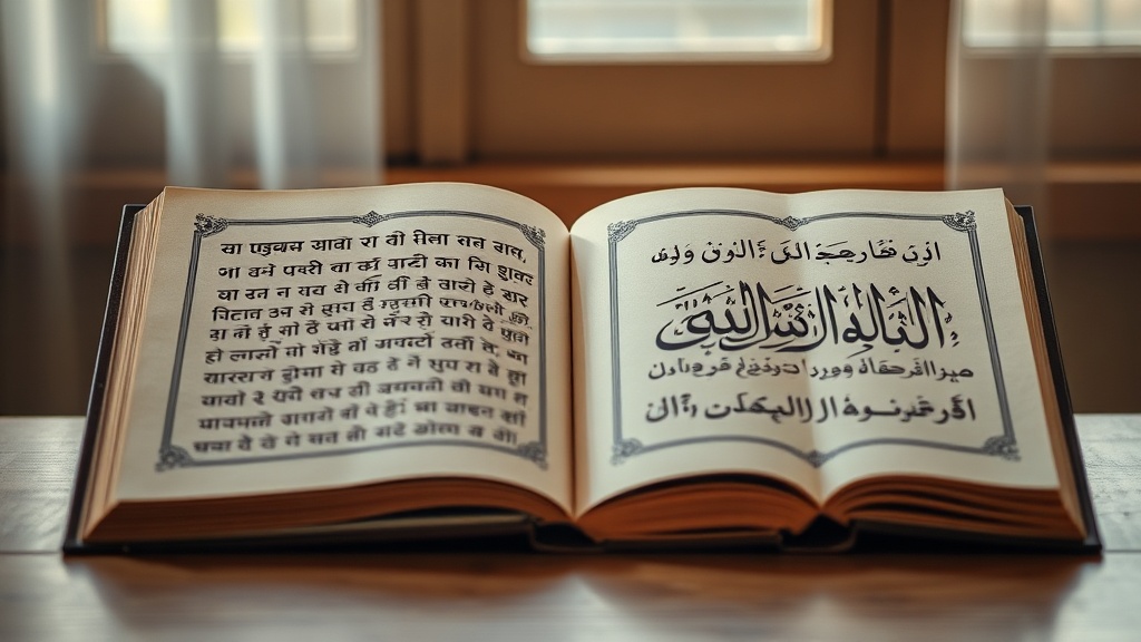 Deux livres côte à côte, l'un en écriture dévanagari hindi, l'autre en calligraphie nastaliq ourdou