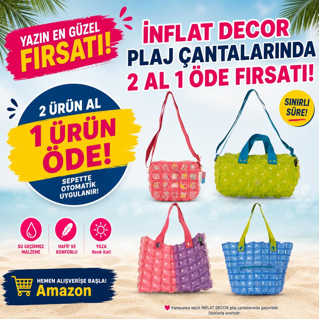 İNFLAT DECOR PLAJ ÇANTALARINDA 2 AL 1 ÖDE FIRSATI!