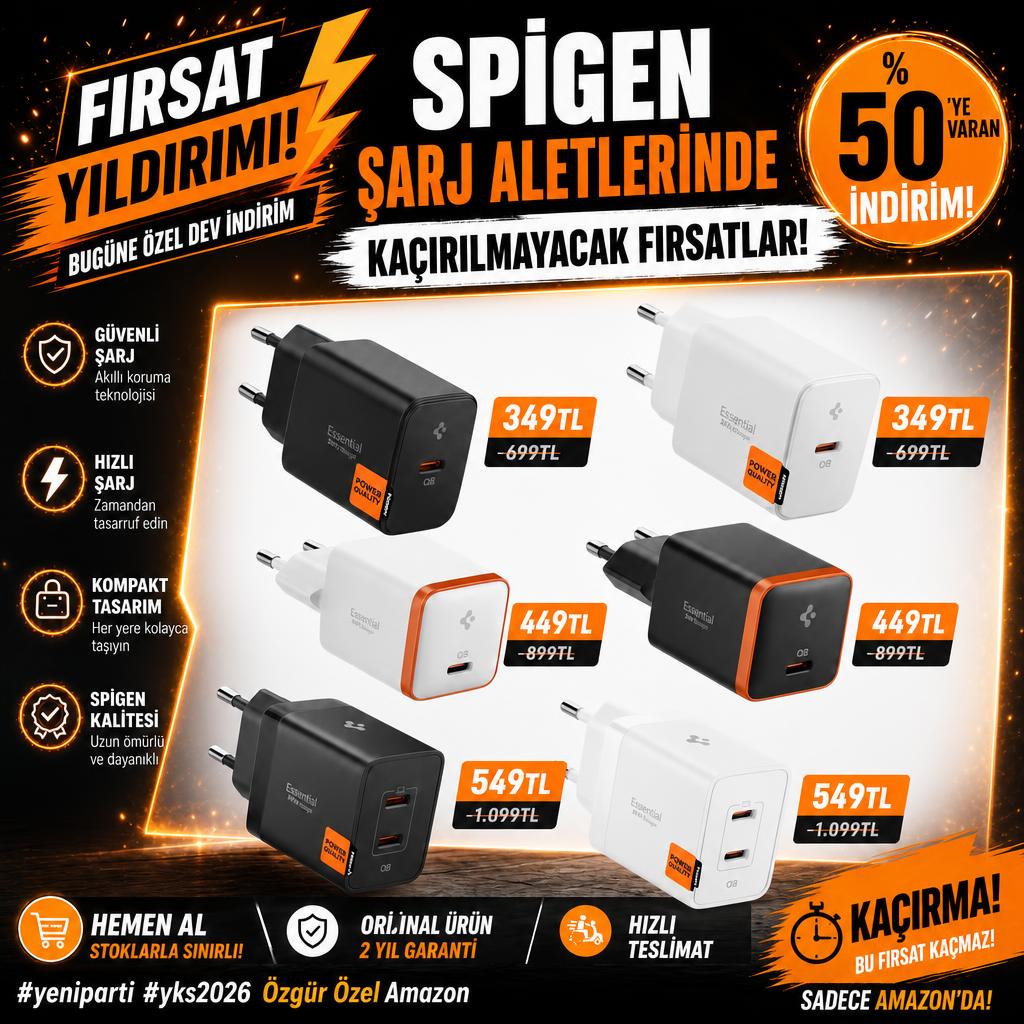 SPİGEN ŞARJ ALETLERİNDE KAÇIRILMAYACAK FIRSATLAR! 