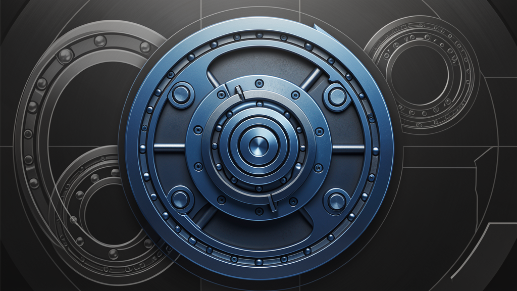 Abstract mechanical circular bearing patterns in steel-blue