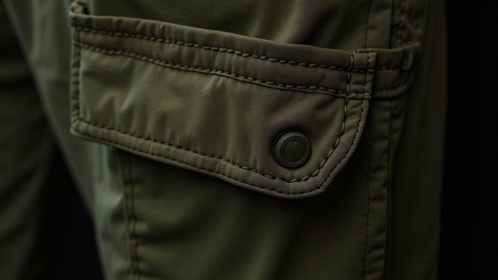 Bar-tack reinforcement stitching on cargo pocket corner