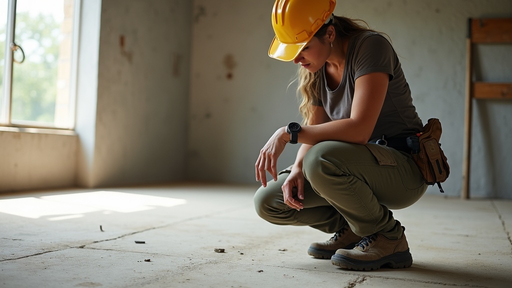 Woman wearing working cargo pants on a construction site