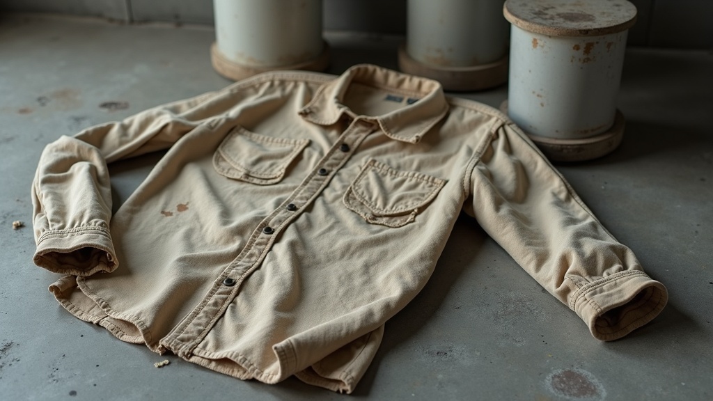 Camisa de algodón deteriorada por químicos de plomería