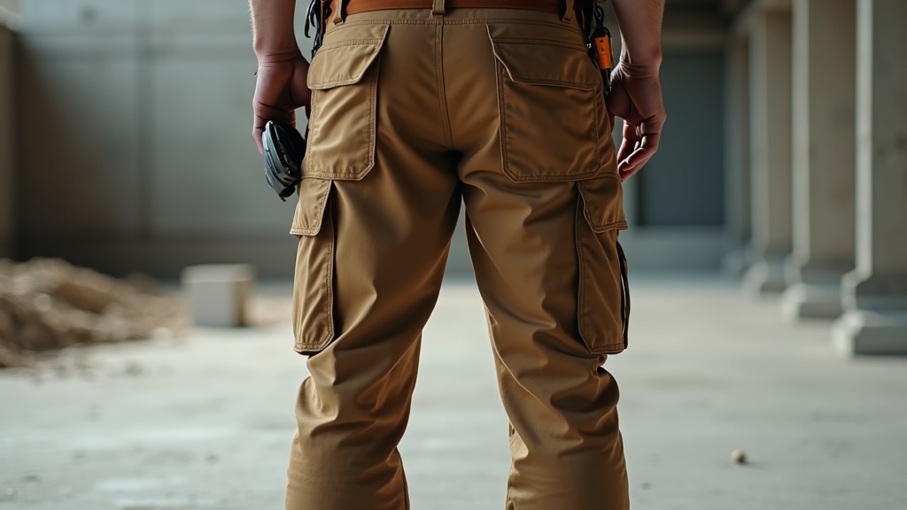 Work pants with cargo pockets on a construction jobsite