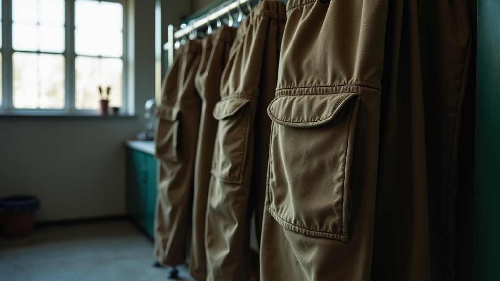 Durable cargo work pants drying inside-out to extend their lifespan
