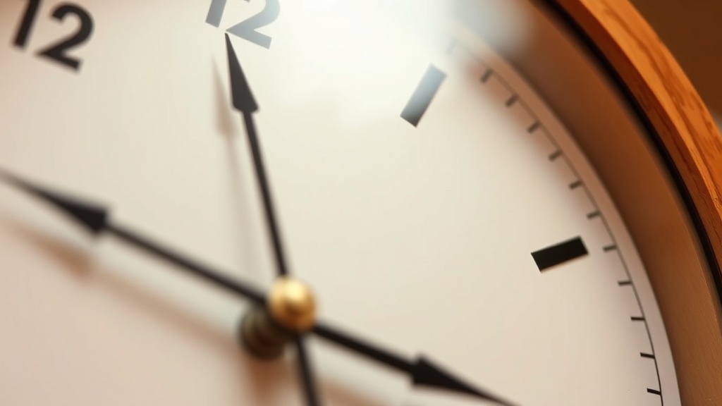 Close-up of a silent sweep clock mechanism with smooth continuous second hand on white dial