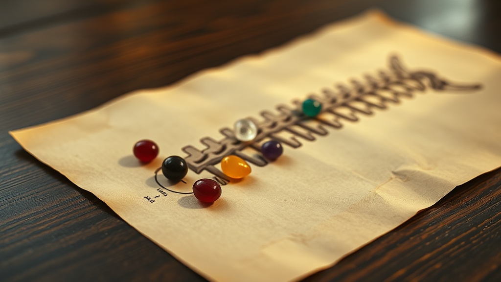 Représentation symbolique des sept chakras alignés le long de la colonne vertébrale, avec pierres colorées