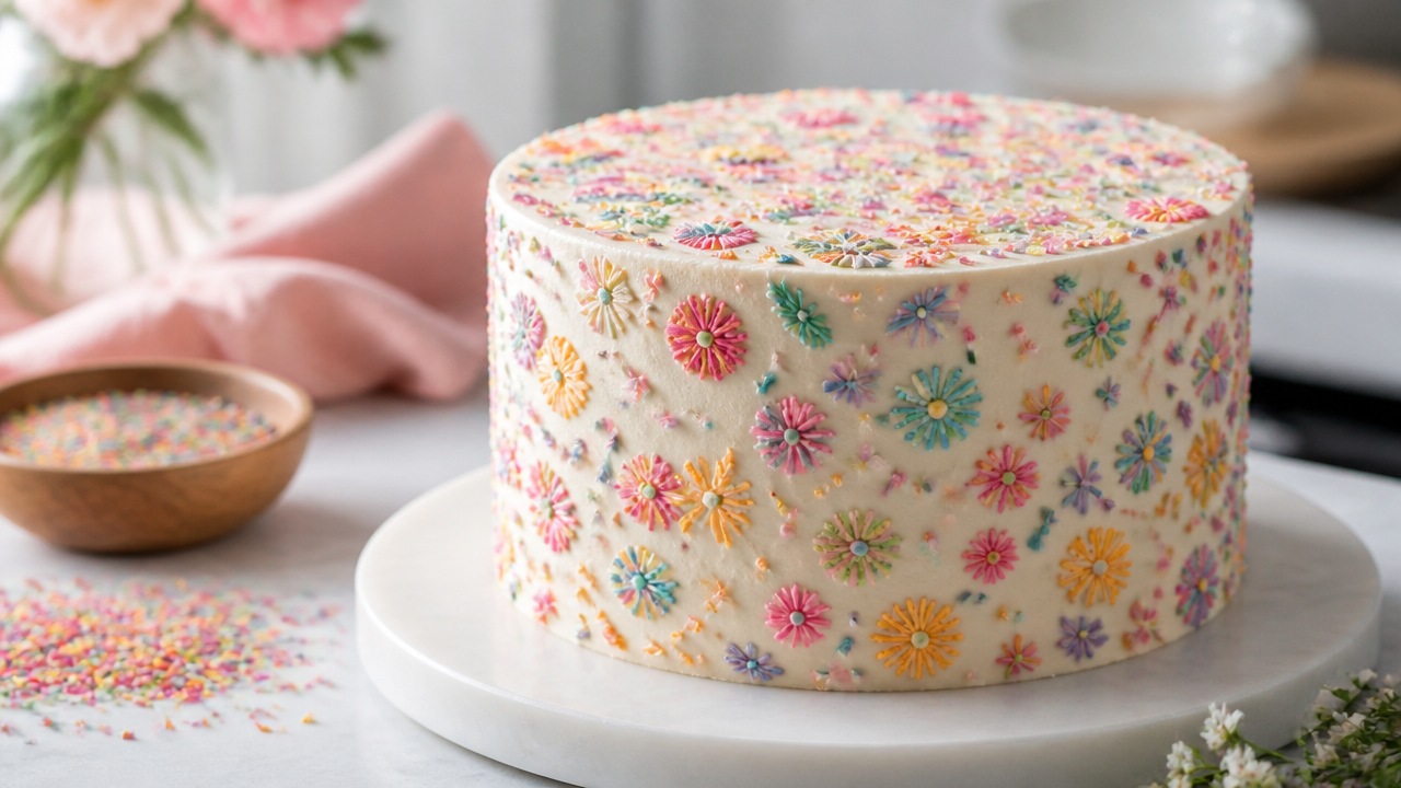 How to Make a Sprinkle Embroidery Cake Step by Step 1 sprinkle embroidery cake