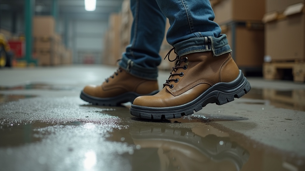 Zapatos de seguridad para trabajar en piso mojado sin resbalar