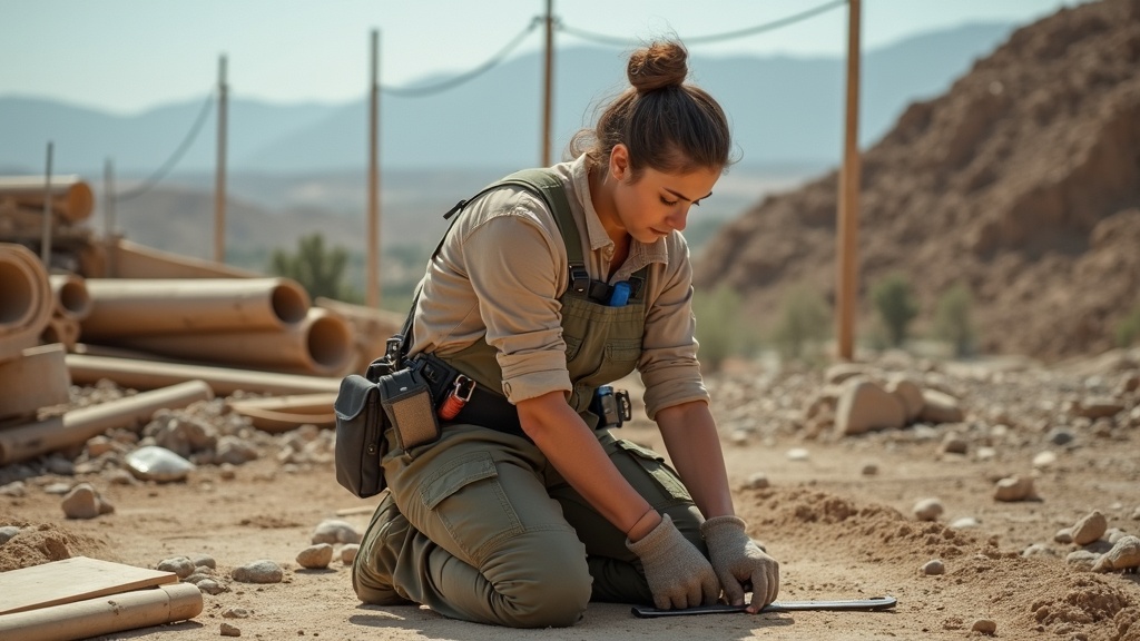 Working cargo pants for women on a construction site