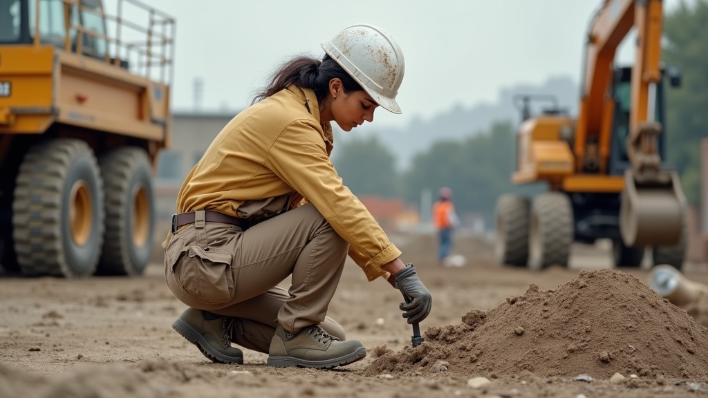 Women's cargo work pants with pockets on a real jobsite