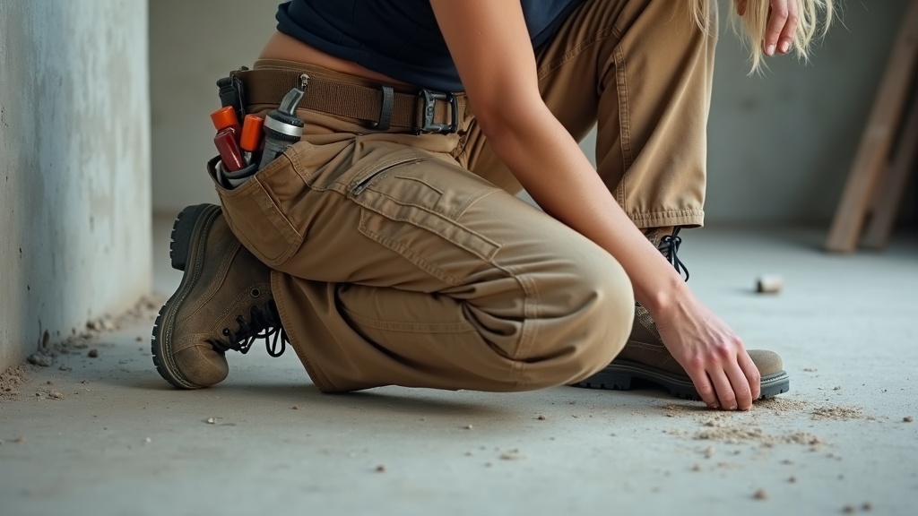 Working cargo pants for women on a construction site