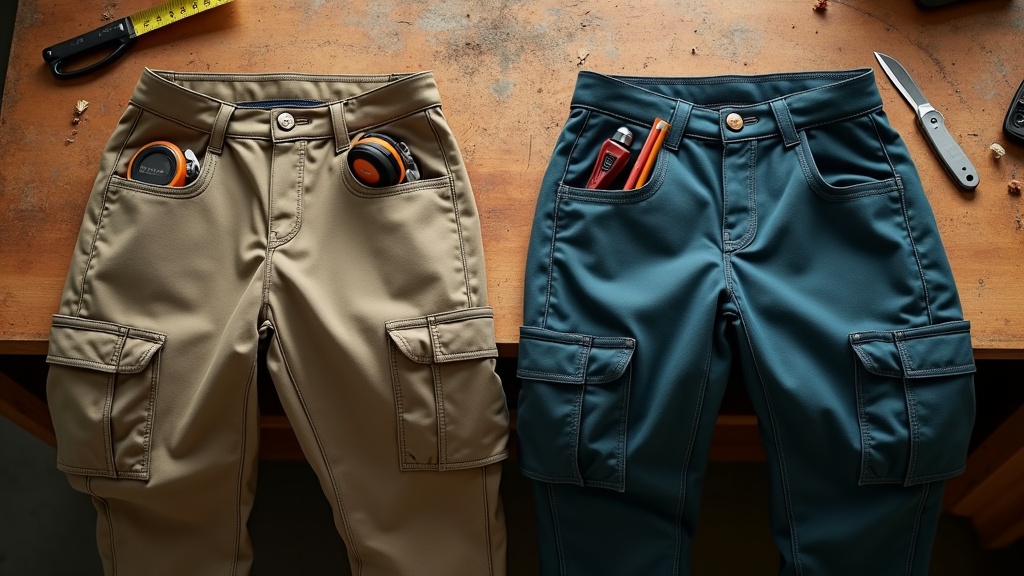 Comparison of deep cargo pockets vs shallow cargo pockets on women's work pants