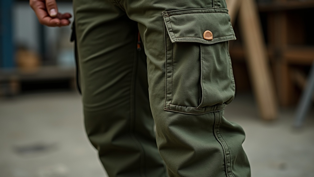 Reinforced double-knee panel on women's cargo work pants