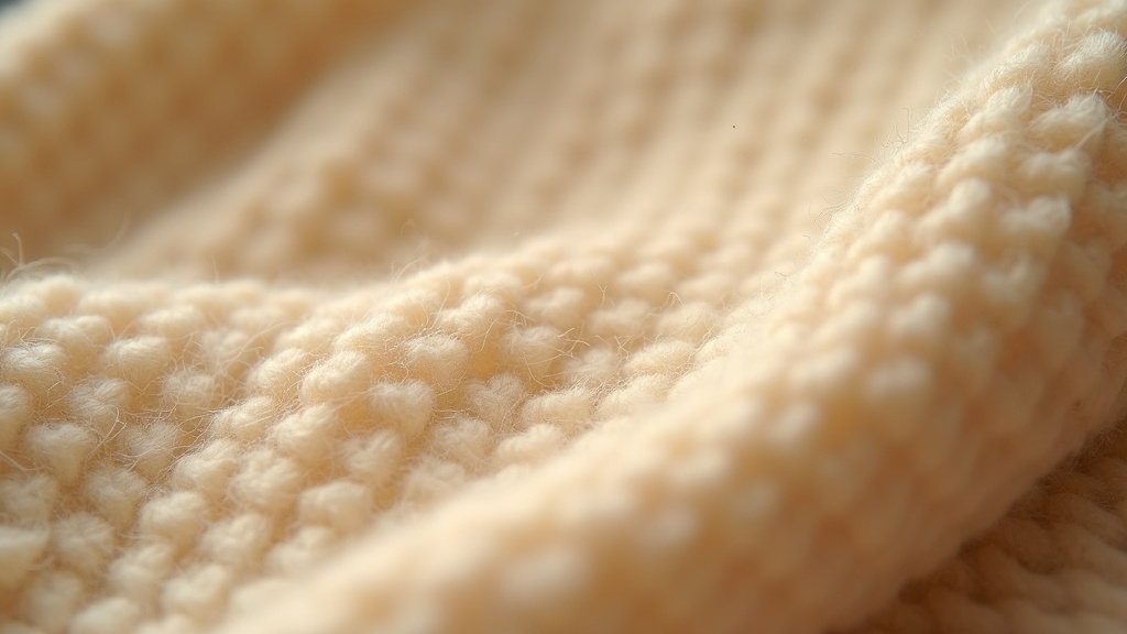 Merino wool fiber close-up showing natural crimp structure