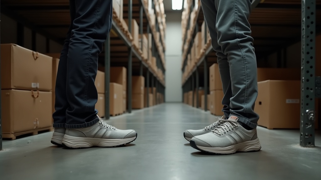 Zapatos ligeros de seguridad para almacén en turno de trabajo