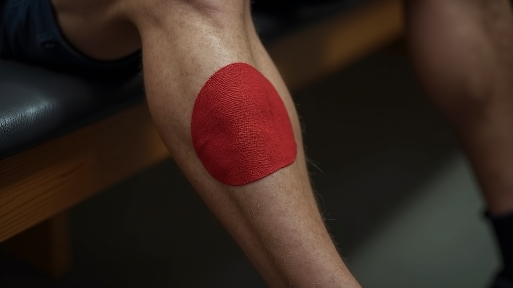 Red sock mark indented into a worker's calf after a long shift