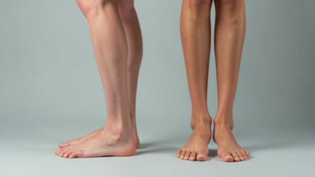 Comparison of leg circulatory health, healthy vs. swollen leg after standing work