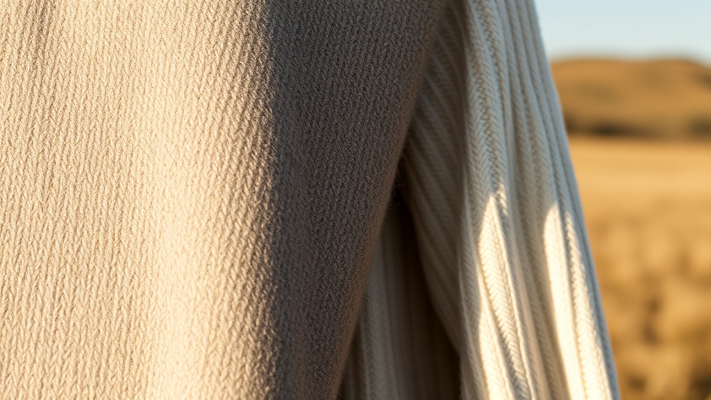 Texture contrast between smooth woven wool and cream ribbed-knit cashmere fabrics
