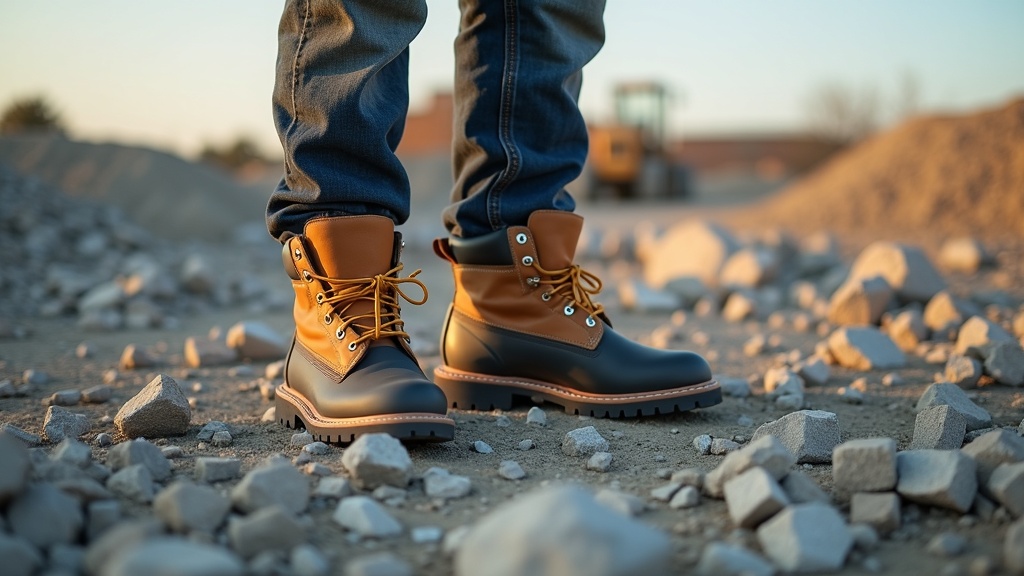 Comparativa botines de seguridad y botas altas en obra de construcción