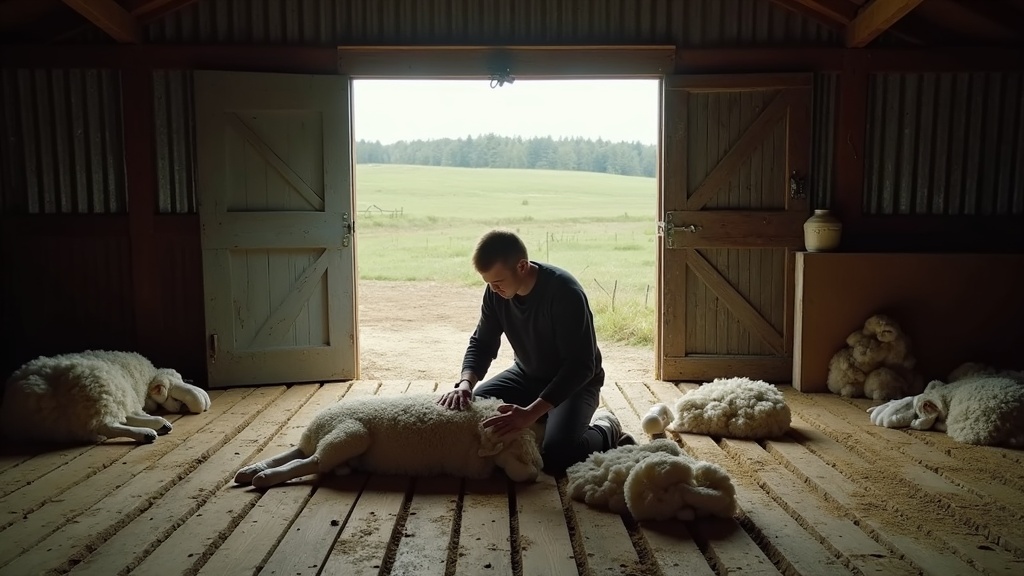 Merino sheep being sheared for high-quality wool fiber