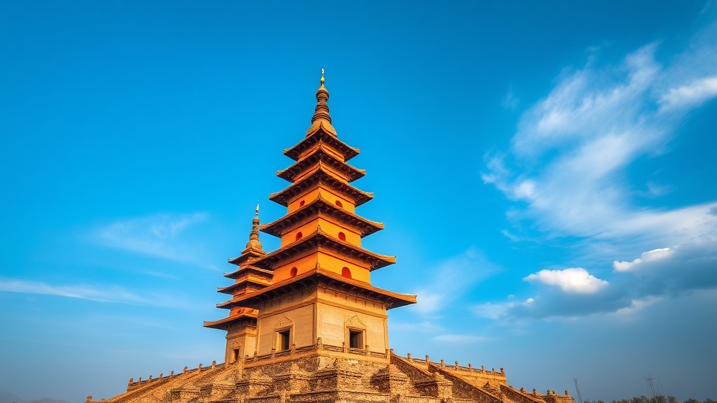 Vue d'ensemble des cinq tours de la pagode vajrāsana du temple Miaozhan à Kunming, Yunnan
