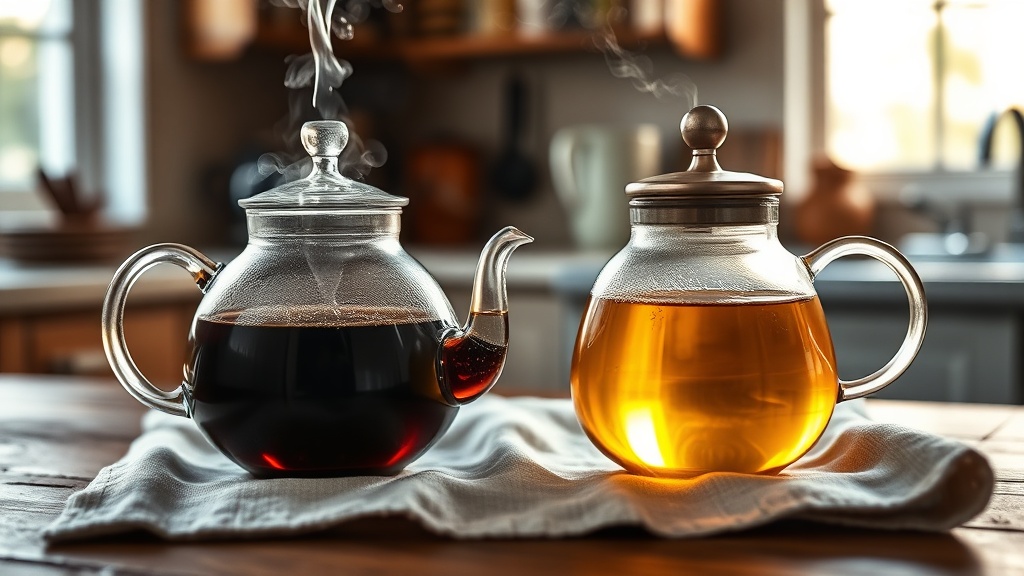 Deux infusions successives dans des théières en verre illustrant la méthode de déthéinage