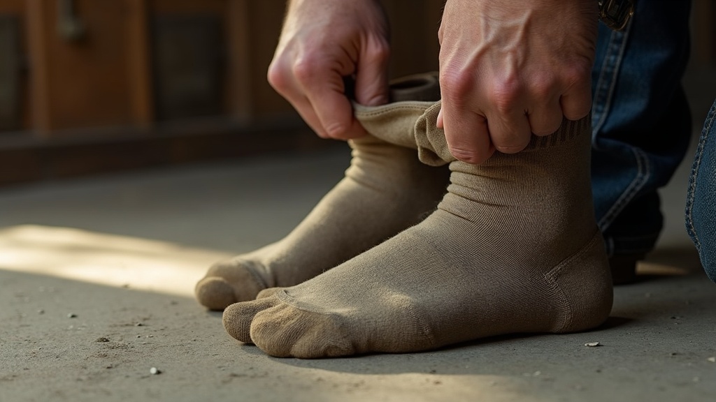 Wool work socks for swollen feet end of shift