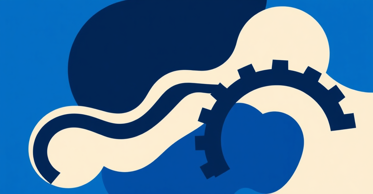 Illustration abstraite — No Code vs developpement sur mesure