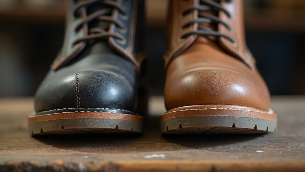 Comparación de costuras entre bota original y falsificada