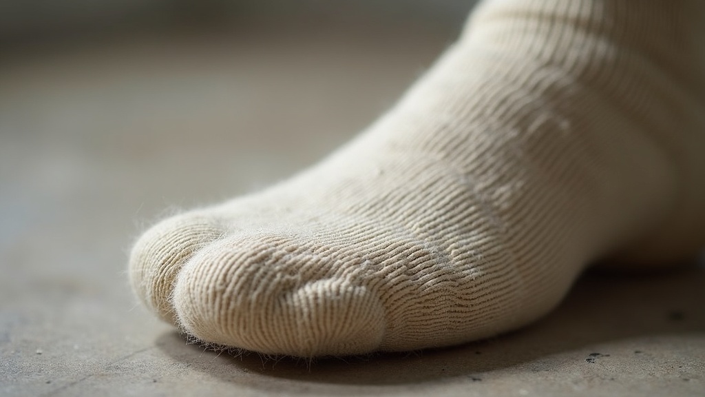 Close-up of merino wool compression sock fiber texture