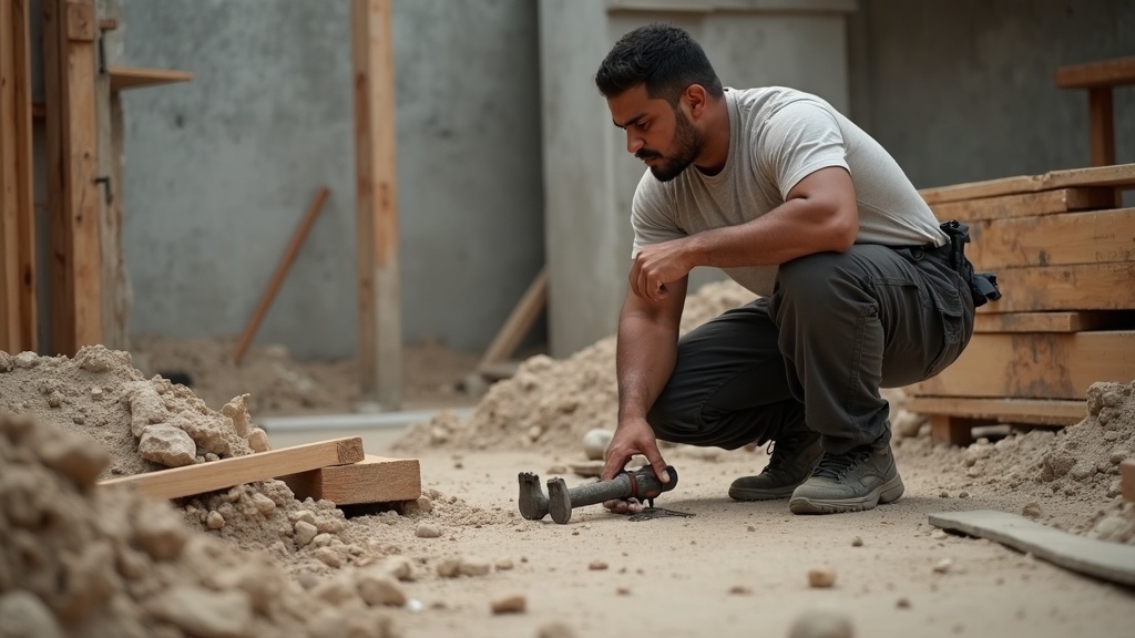Ropa de trabajo pantalones cargo en obra de construcción