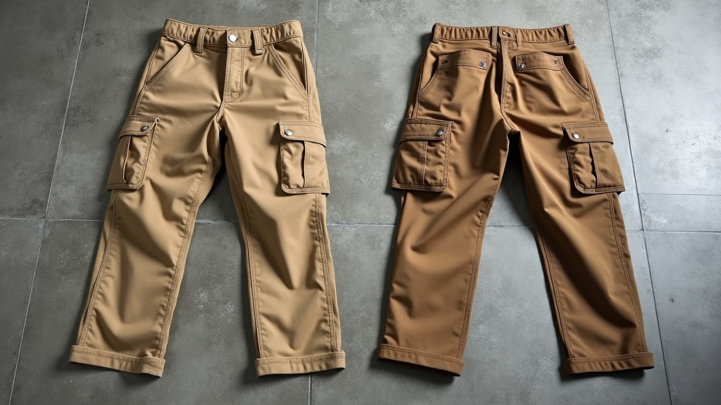 Comparación entre pantalón cargo resistente y uno de baja calidad