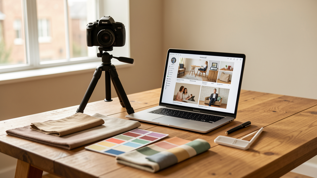 Atelier créatif mêlant shooting photo traditionnel et outils d'IA générative pour le e-commerce