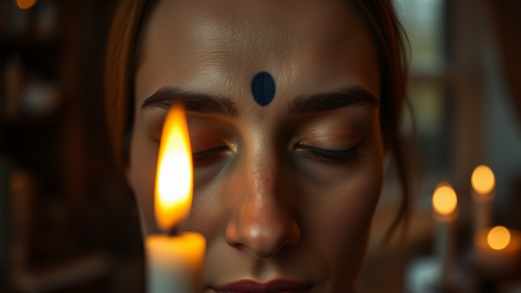 Point Ajna entre les sourcils, centre énergétique du troisième œil en méditation