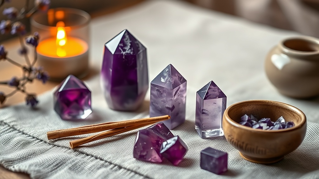 Cristaux violets et indigo pour la méditation Ajna : améthyste, sodalite et tourmaline