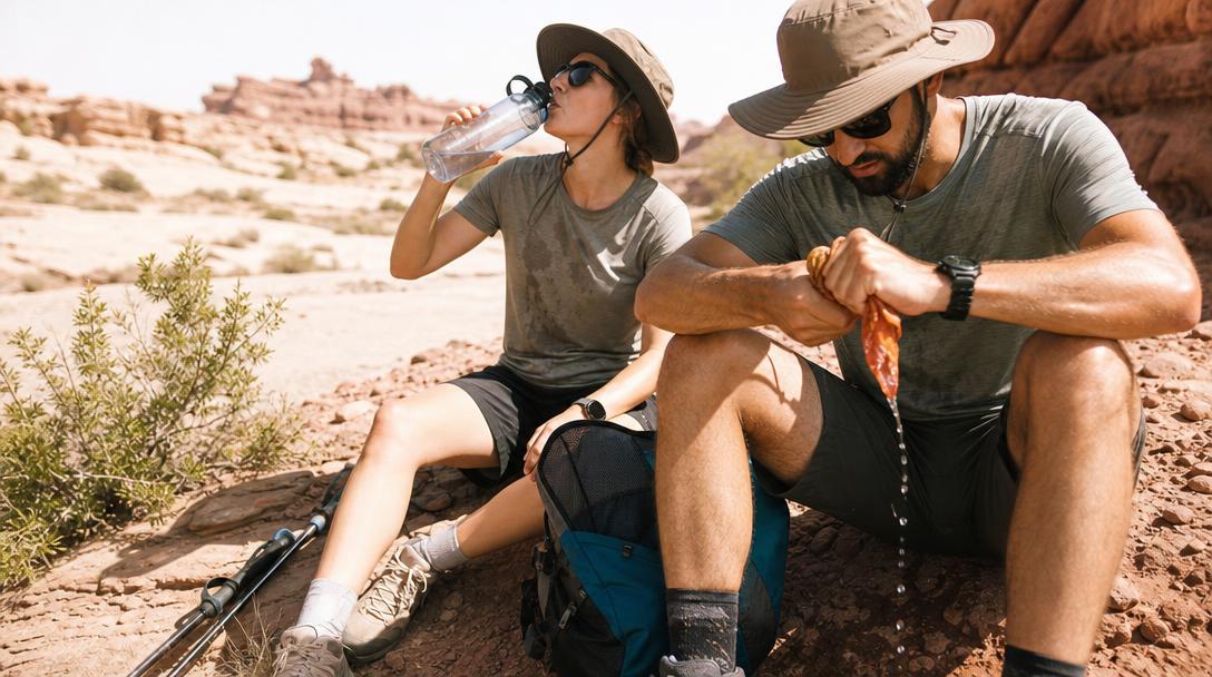 Casual cotton and graphic hiking t-shirts on display