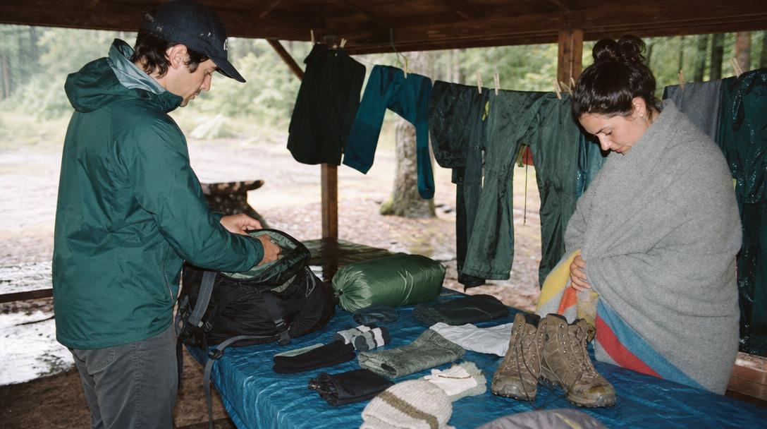 Camp site near water illustrating 200 feet safe distance