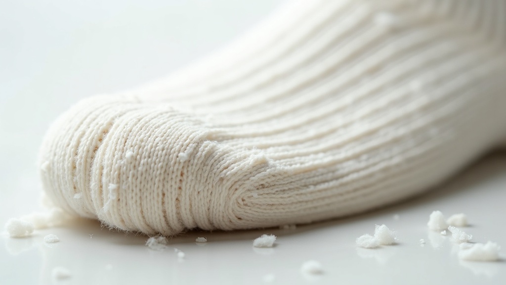 Flattened wet cotton sock fibers under close inspection