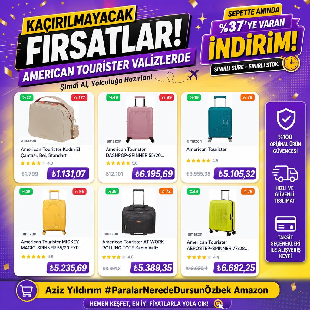 AMERİCAN TOURİSTER VALİZLERDE KAÇIRILMAYACAK FIRSATLAR!