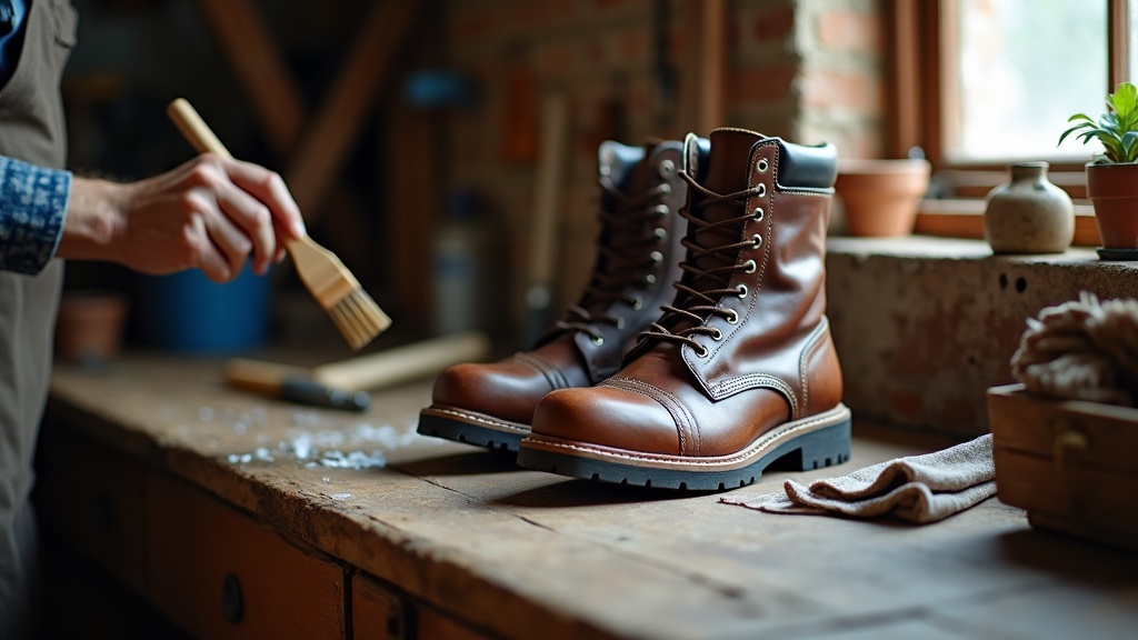 Limpieza de botas de trabajo de cuero, nubuck y sintético