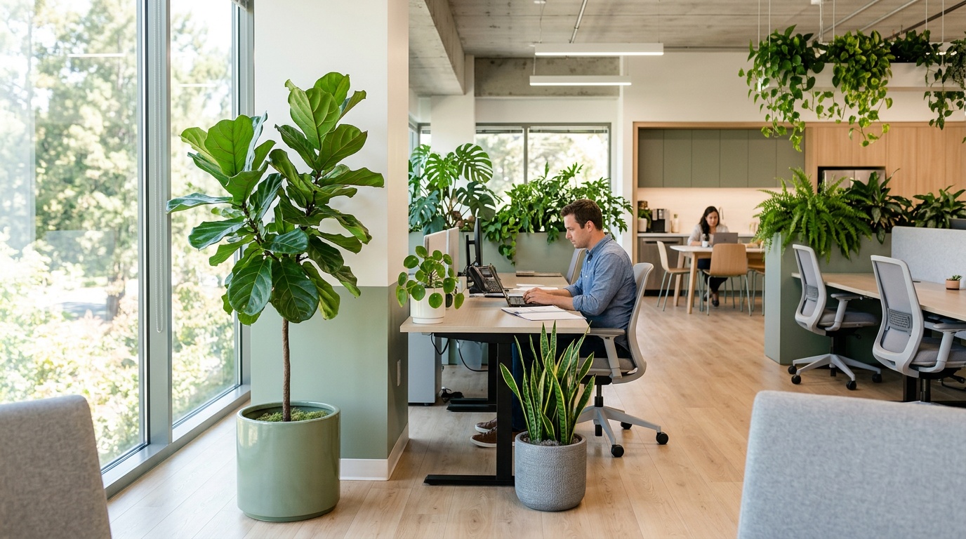 Commercial office plants selected for a business interior