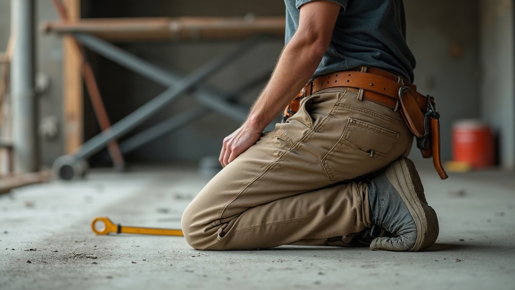 Pantalón de trabajo con refuerzos en obra de construcción