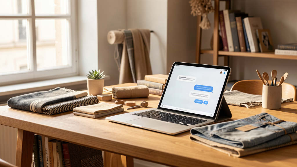 Espace de travail d'un marchand e-commerce avec produits et outil conversationnel