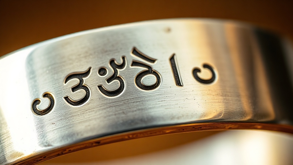 Gravure du mantra Om Mani Padme Hum sur un jonc bouddhiste en argent
