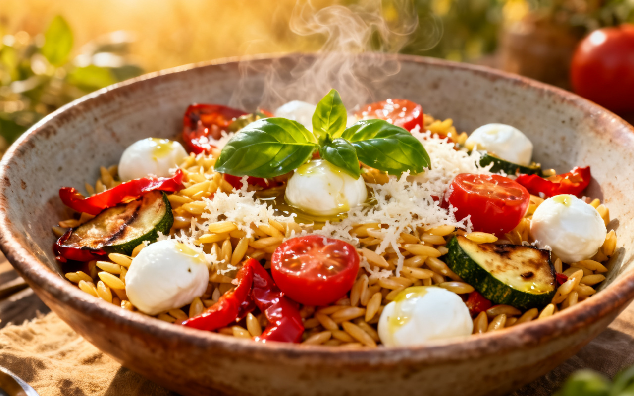 Zomerse Orzo Salade met Geroosterde Groenten