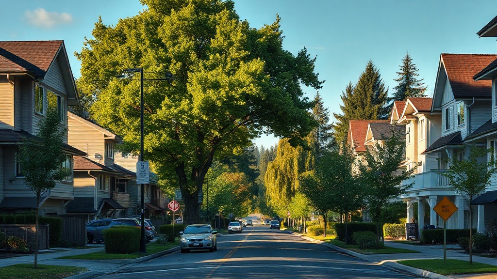 Illustrative streetscape of Walnut Grove & Fort Langley, British Columbia, in the Fraser Valley