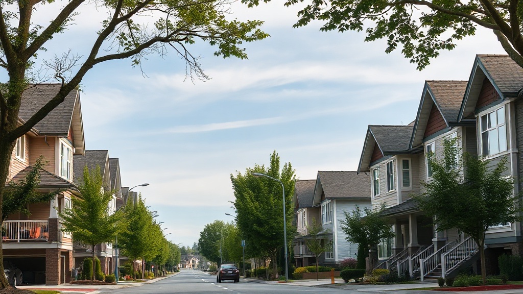 Illustrative streetscape of Surrey, British Columbia, in the Fraser Valley