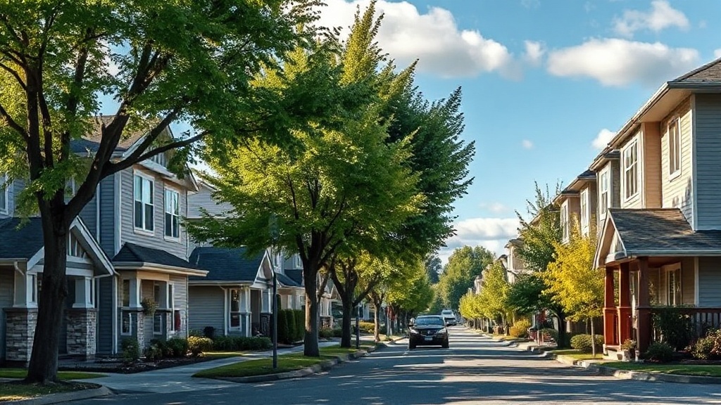 Illustrative streetscape of North Surrey, British Columbia, in the Fraser Valley